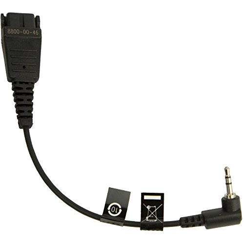 Câble QD droit rallonge adaptateur Jack 2,5mm accessoire téléphonie noire