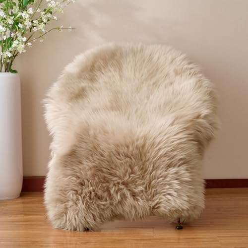 GINAMUSE Premium Genuine Sheepskin Area Rug for Bedroom,Real Fluffy Soft