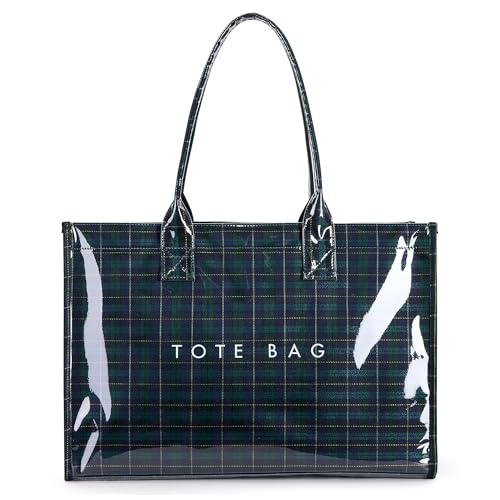 Image of KALIDI PVC Tote Bag Women's Kraft Paper Work Handbags Purses with Top Handle