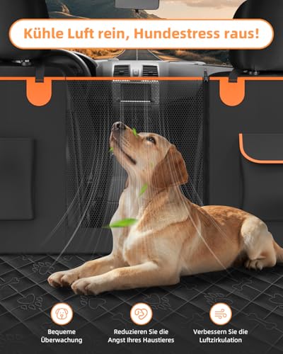 UPAWPIA Hundedecke Auto Rückbank 100% Wasserdicht Kratzfeste Autoschondecke Hund Rücksitz mit Seitenschutz und Sichtfenster Hundematte Auto Rückbank Universal für PKWs LKWs und SUV mit Sicherheitsgurt