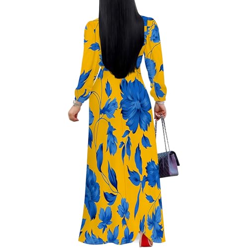Image of PinkPatty Women's Long Sleeve Maxi Dress Plus Size Casual V Neck Wrap Dress with Pockets&Belt