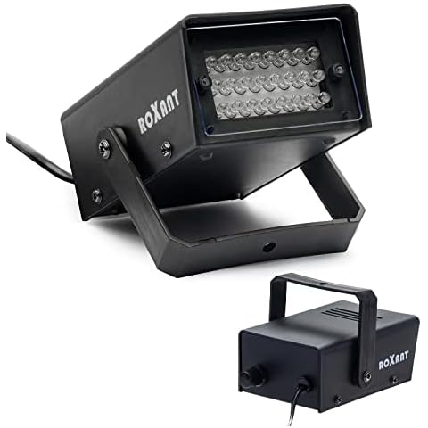 Roxant Pro Mini Strobe Light Halloween - 24 Super Bright LED Light Bulbs - Adjustable Flash Speed Control | Halloween Decorations | Remote Control Strobe Light Cover