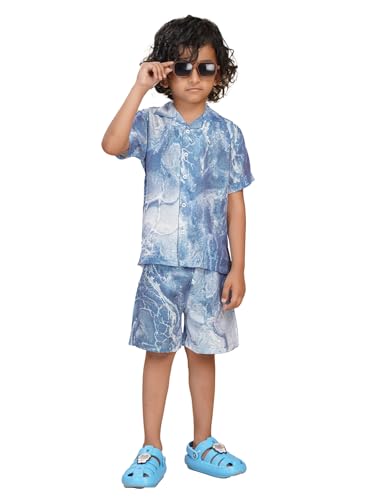 Image of Ninos Dreams Boys Cotton Rayon Coord Set with shorts /Holiday Shirt & Shorts
