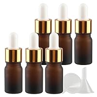 AYBUY Set di Flaconi Contagocce, 6 * 30 ml Marrone Bottiglie Contagocce Vetro, Bottiglia Pipetta Piccola con Pipette Contagocce Vetro, per Laboratorio, Olio Essenziale, Cosmetici, Aromaterapia