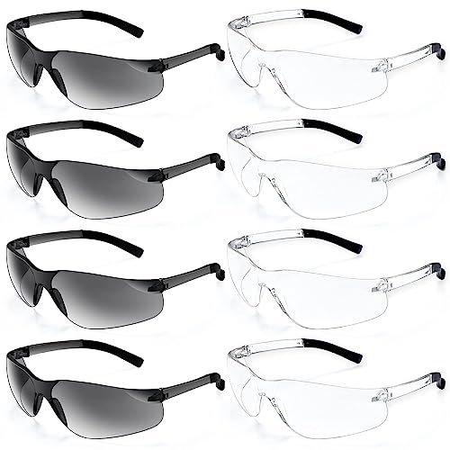 8Pcs Safety Glasses Protective Eyewear for Men Women ANSI Z87.1 Eye Protection Goggles with Clear Protective for Work
