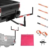 Goplus Pick up Truck Bed Hitch Extender Adjustable Extension Rack w/Flag for Ladder, Rack, Canoe, Kayak, Long Pipes and Lumber (Black)