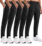 MSGD 5 Pack Men's Sweatpants with Zipper Pockets Stretch Lightweight Athletic Track Activewear Pants for Men Joggers Running Workout Gym,XL