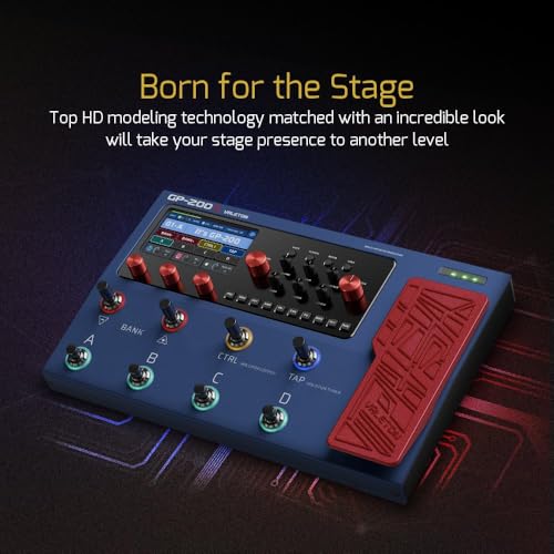 Image of VALETON Multi Effects Processor Pedal with Expression Pedal FX Loop MIDI I /O Amp Modeling IR Cabinets Simulation Stereo OTG USB Audio Interface GP-200X (Include 10 Pcs Additional Footswitch Toppers)