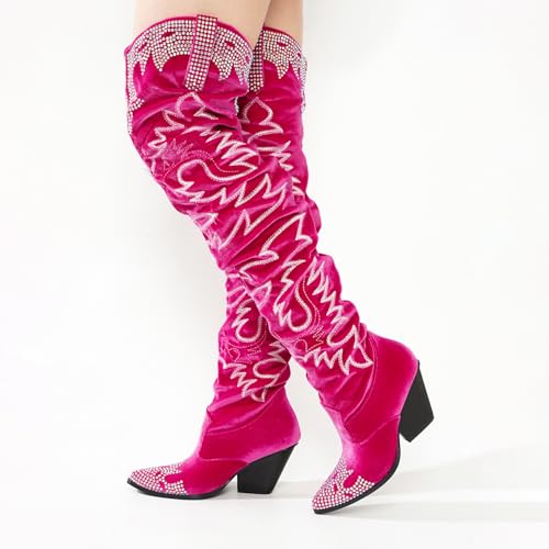 Cape Robbin Women Ladies Thigh High Cowboy Boots Over The Knee Western Cowgirl Boots with Chunky Block Low Heels2
