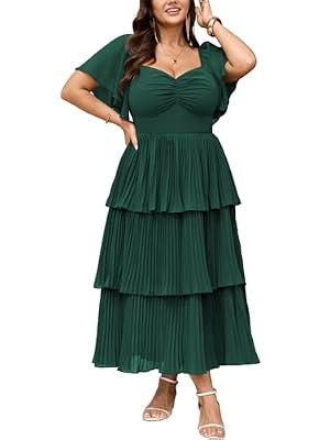 SCOMCHIC Women's Plus Size Formal Wedding Guest Evening Party Dress