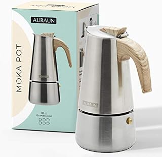 AURAUN Stainless Steel Stovetop Moka Pot Espresso Coffee Maker 6-Cup 10oz / 300mL
