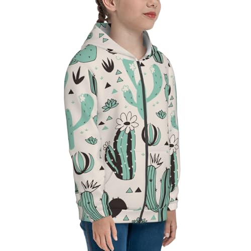 Cactuses and Flowers Kid Hoodies Boys Zip Up Sweatshirts Girls Pullover with Pocket4