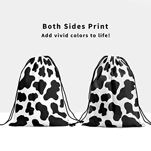 Image of Nerxy Cow Grip Bag for Gymnasts - Black White Grip Bags for Gymnastics Aesthetic Farm Animal Gym Bags Drawstring Storage Bags Spot Gym Pouch Bags