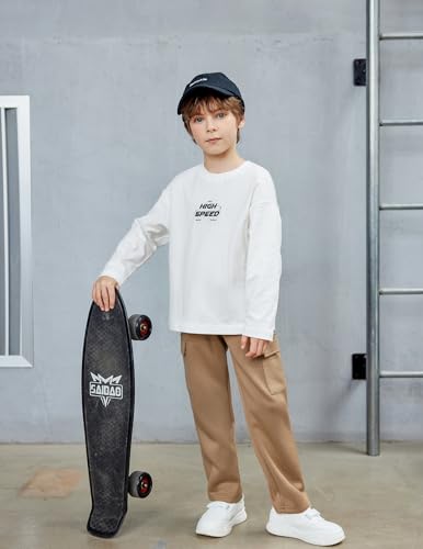 Arshiner Boys Cargo Pants Kids Elastic Waist Casual Athletic Jogger Sweatpants Open Bottom Baggy Pants with Pockets 6