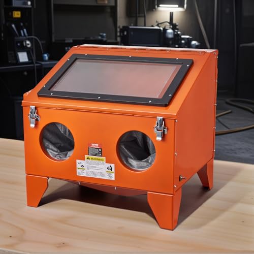 VEVOR Sandstrahlkabine 151L, 40–120 PSI Sandstrahlgerät mit Ständer, robuster Stahl-Sandstrahler mit Strahlpistole und 4 Keramikdüsen für die Entfernung von Farbe, Flecken und Rost