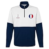 FIFA Official World Cup 2022-Cremallera de 1/4-Francia Cremallera de un Cuarto, Blanc y Azul, XL para Hombre