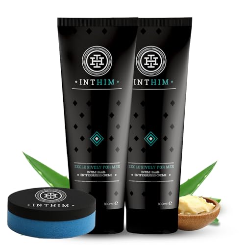 IntHim Enthaarungscreme Intimbereich Männer Doppelpack – Sanfte, gründliche Haarentfernungcreme ohne Rasur – Hair Removal Cream Intimbereich, Po & Hoden