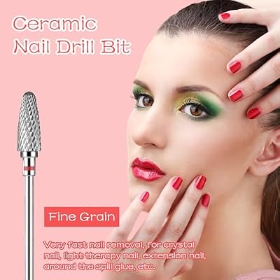 Sibba Carbide Nail Drill Bit 2 Pcs Remove Acrylic Hard Gels 3/32 Professional Cone Tungsten Drill Bits Quickly Safely Nail File Acrylic Drills Bits for Manicure Pedicure Cuticle Cleaner