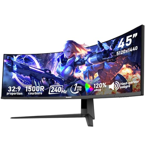 Gawfolk 44,5 Zoll Gaming-PC-Monitor, 1500R, Ultra-Large, gebogen, DQHD (5120 x 1440), 240 Hz