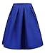 FACE N FACE Women's High Waisted A line Street Skirt Skater Pleated Full Midi Skirt Small Blue