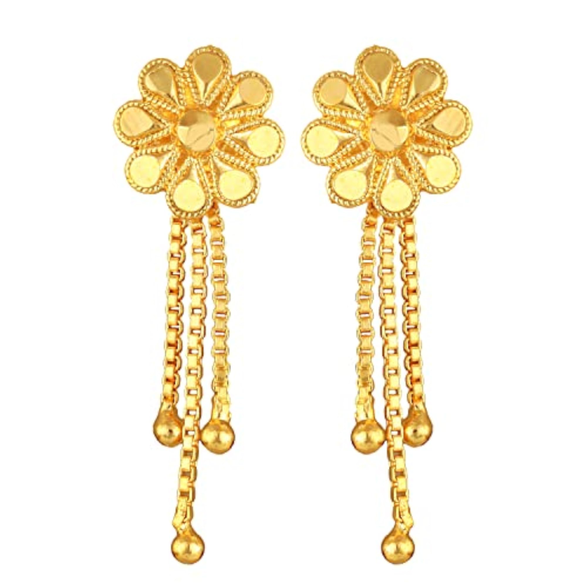 Women's Chunky Gold Plated Chandelier Stud Earrings