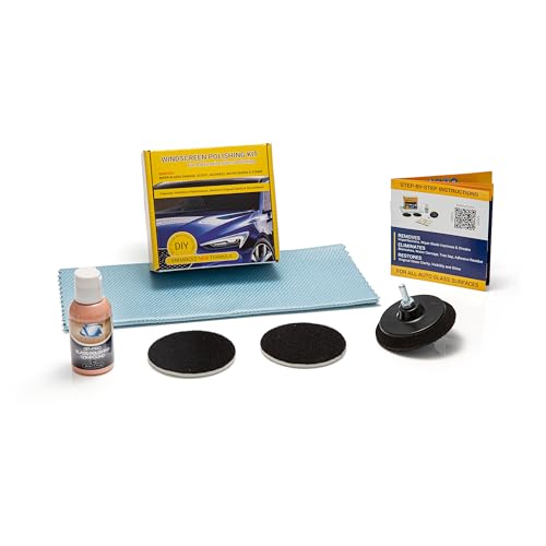 GLASS POLISH DIY 75mm Windscreen Polishing Kit for Car Glass Restoration, Remove Wiper Blade Damage, Fine Scratches, Haziness, and Water Spots, Restore Glass Clarity and Shine - GP21005