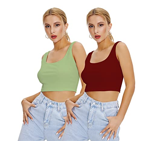 Image of Shasmi Women Crop Top, Ribbed, Stylish Tank Top, Soft and Comfy Fabric has Some Stretch