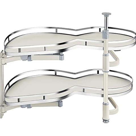 ROOMTEC Blind Corner Cabinet Pull Out Swing Left Shelves Kitchen Cabinet Organizer and Storage Corner Cabinet Organizer 2-Shelf Soft Close Lazy Susan Pantry Blind Pull Out Cabinet Organizer Cover