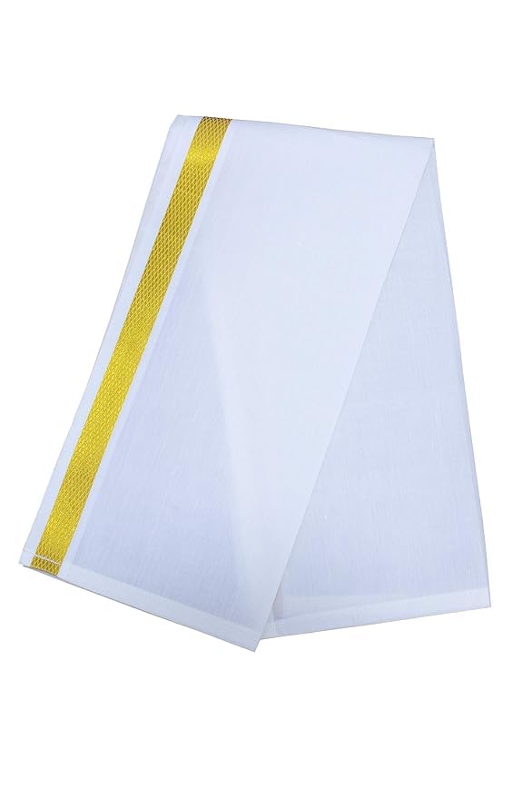 AMIRTHA FASHION Boys Traditional Dhoti & Shirt Set with Accessories (Kasavu Cream White), Kerala Kasavu Cotton With Golden Strips (2-3 Years) - Image 5 thumbnail