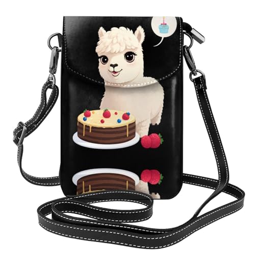 Sacoche téléphone portable en cuir anti rayures motif alpaga pour marche et shopping