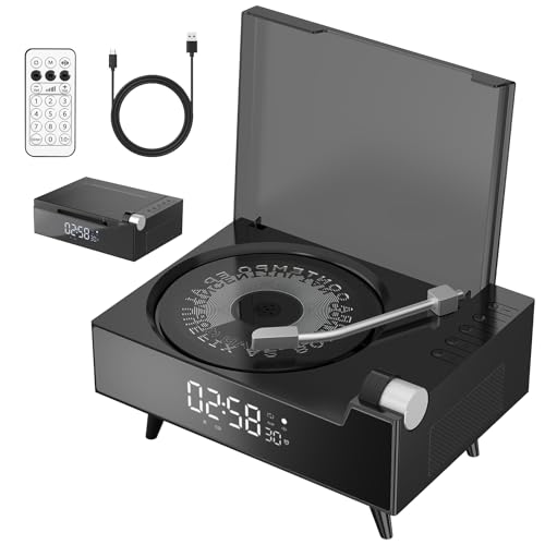 Image of CD Player Portable with Bluetooth, Rechargeable CD Players Retro Suitcase CD Music Player with HiFi Speakers Desktop CD Player for Home Car Study Travel (Black