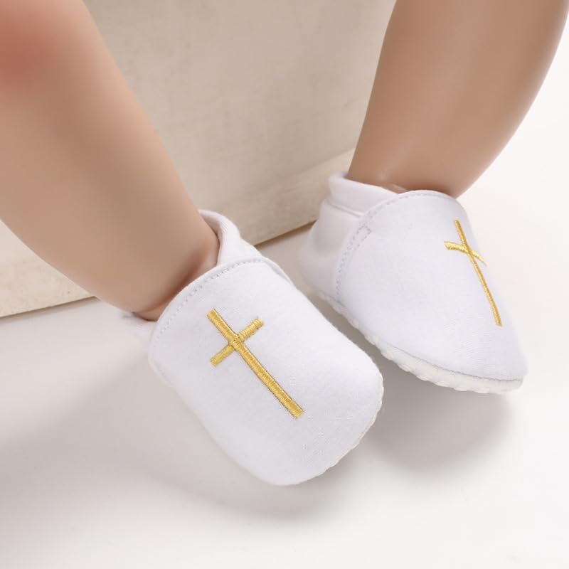 Baby Baptism Cross Sneaker Shoes & Socks, White Christening Baptism Sets for Baby,3Pcs - Image 5