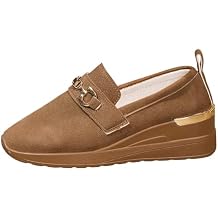 Womens Slip On Sneakers Platform Loafers Comfortable Breathable Leather Casual Shoes for Daily Wear with Wedge