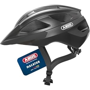 ABUS Rennradhelm Macator - sportiver Fahrradhelm für Einsteiger - auch für Zopfträger/-innen - für Damen und Herren - Titan (Grau Glänzend), Größe M