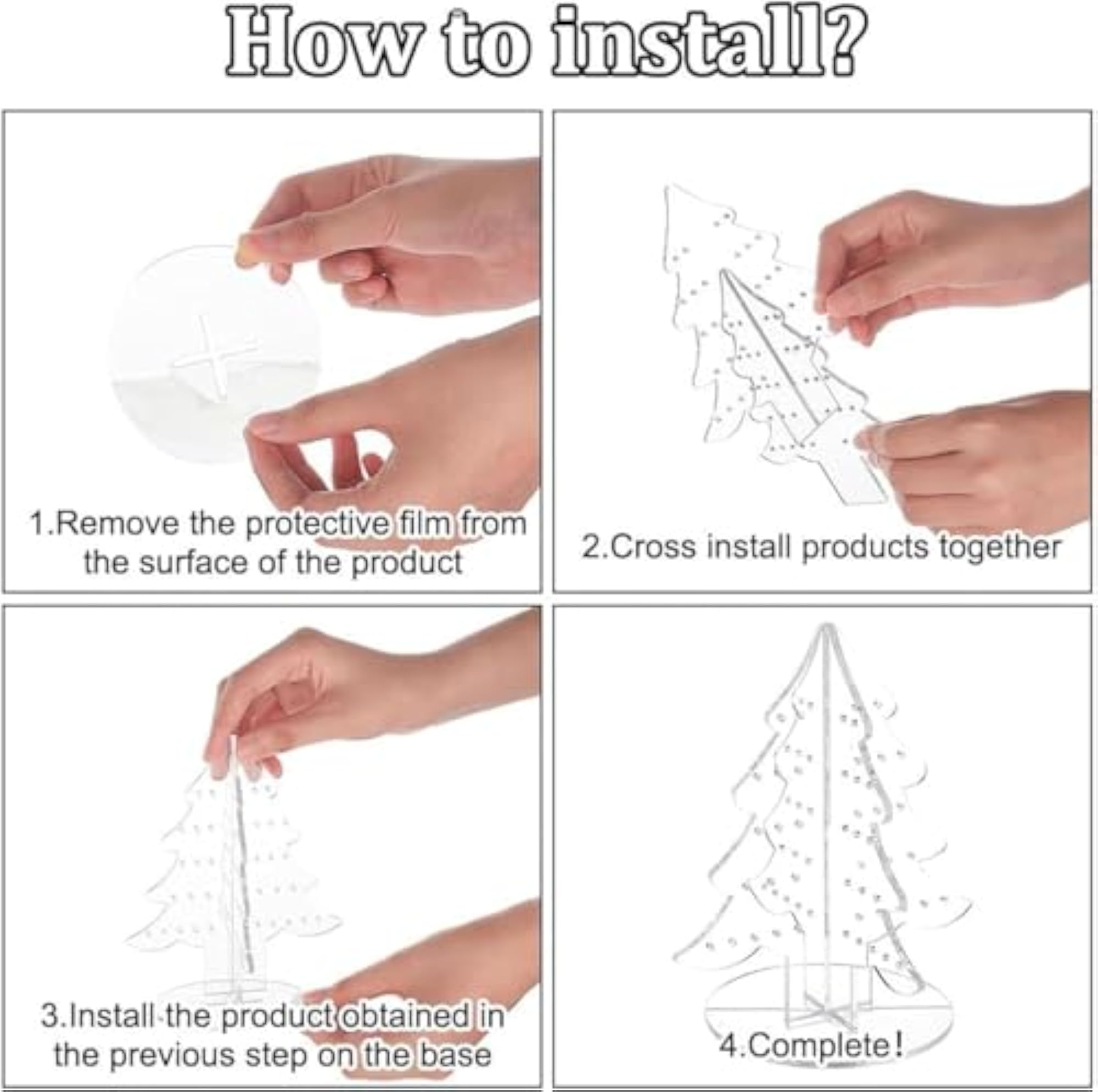 Acrylic Christmas Tree Shaped Jewelry Display Stand
