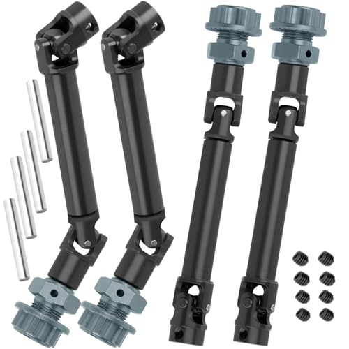 hopsupRC RC #45 Steel Front Rear Driveshaft Axles&Wheel Hex Hub Upgrades Part for 1/8 Mojave 4X4 4S BLX RC Car,Stainless Drive Shaft CVD Hops up,4PCS Black with Titanium.Vehicle Code:ARA4404.