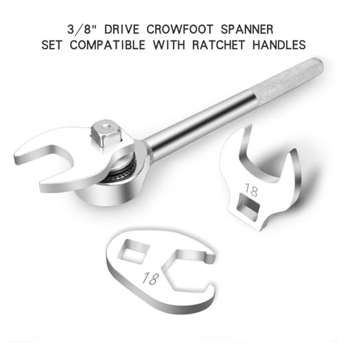 Qalviora 3/8" Drive Crowfoot Spanner Set, 8-Piece Open End Crowsfoot Wrench Set, Metric Sizes 10-19mm, Cr-V Steel, for Mechanics Automotive Repair Work - Image 4
