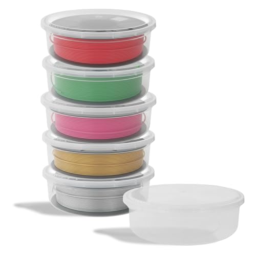 FotoStation Pack of 15 Large Clear Round Plastic 3d Printer Filament Storage Container Boxes with Airtight Lids (2L Litre)