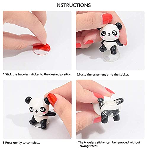 YGMONER 8 Pcs Mini Figurine Car Dashboard Decoration Cute Car Interior Ornaments Cake Toppers (Panda)