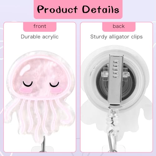 Andibro Ausweishalter Ausziehbar,Meerestiere Quallen der Ozeanserie Niedlich Schlüsselband Kartenhalter Ausweis Ausweishalter krankenschwester Lehrer für ID Badge Holder Kartenhalter Schlüsselkarten