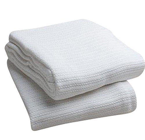 Elivo100% Cotton Hospital Thermal Blankets - Open Weave Cotton Blankets - Breathable and Prevent Overheating - Soft, Comfortable and Warm - Hand and Machine Washable - 3 Pack