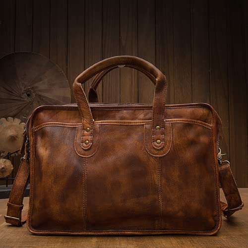 Vintage First Layer Leather Travel Briefcase3