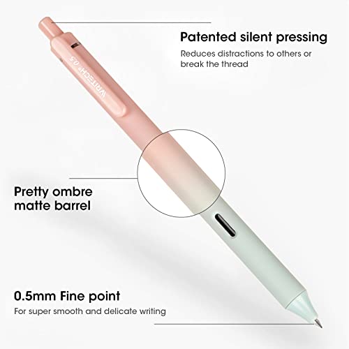 Writech Retractable Gel Ink Pens: 8Ct Black Ink 0.5Mm Fine Point Tip Pen Comfort Grip Smooth Writing With Aesthetic Gradient Color Barrel For Journaling Note Taking Sketching No Bleed & Smear #TOP1