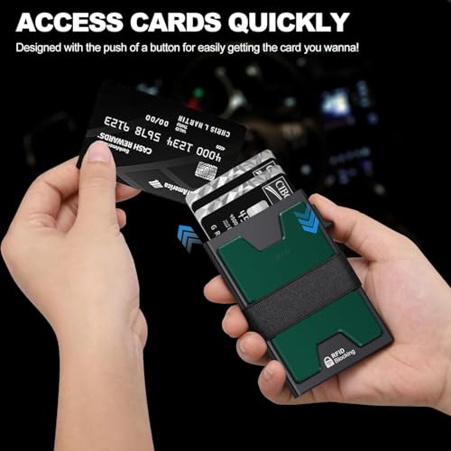 Image of SEMORID Slim Aluminum Card Holder Wallet for Men, Durable Expandable Backplate, RFID Blocking Minimalist Metal Pop Up Wallet, Holds 12+ Cards Plus Cash