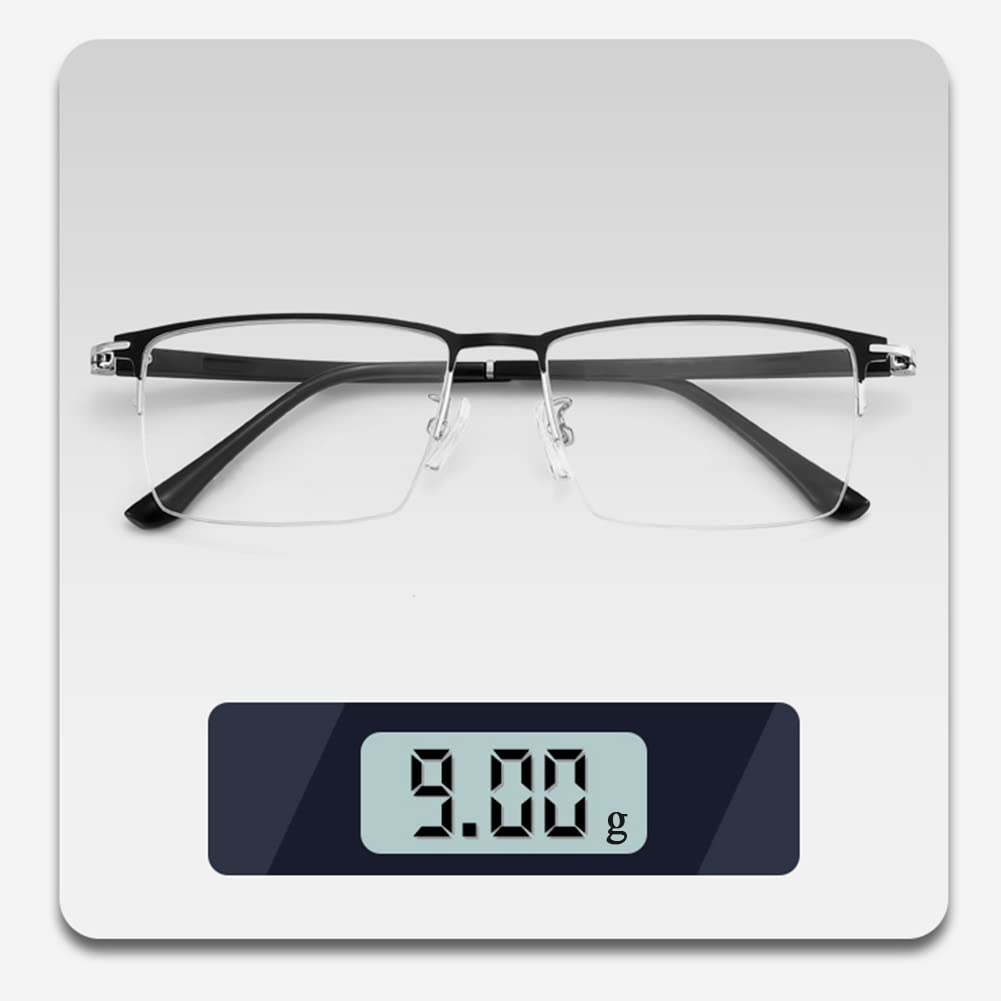 Anti Blue Light Okulary do Czytania, Stylowa Okulary Półokulary, Metalowe Okulary dla Mężczyzn (Color : Noir, Size : 3.5)