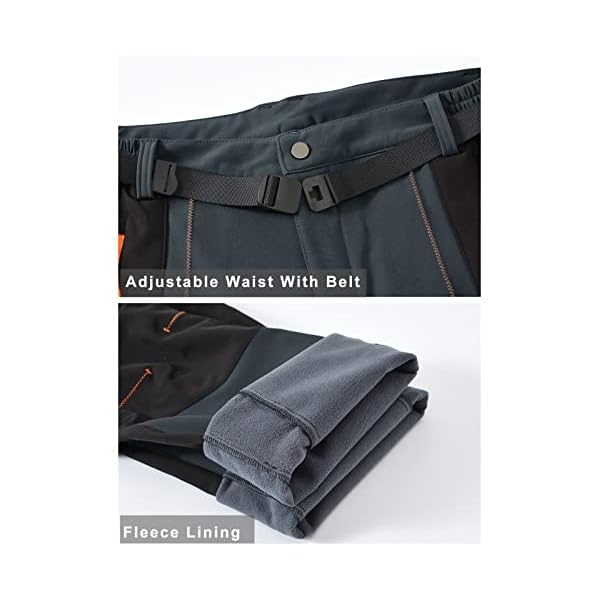 JHMORP Men's Snow Ski Pants Waterproof Softshell Insulated Fleece Lined Winter Work Fishing Outdoor Hiking Pants with Belt (Cool Gray,CA L) - Image 6