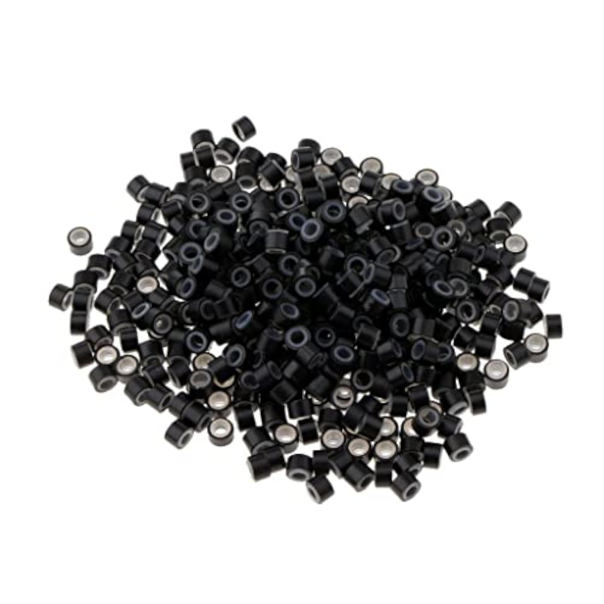 Silicone Micro Rings Links Crimp Beads for Hair Extensions, Black