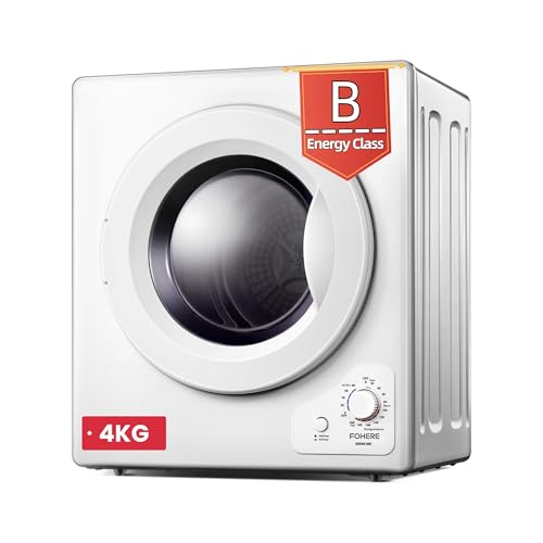 4KG Small Vented Dryer with Sensor Dry, FOHERE 1200W Compact Tumble Dryer with Stainless Steel Tub,...