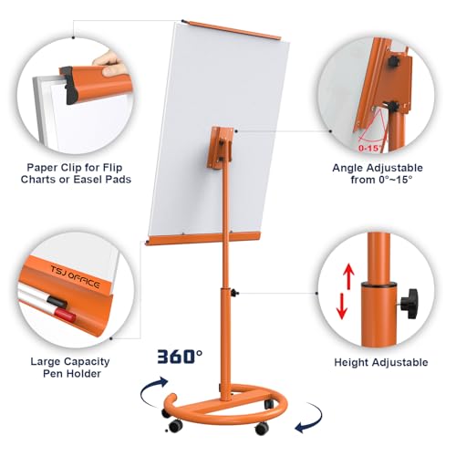 Image of TSJ OFFICE Rolling Whiteboard Standing - 40 x 26 Inches Mobile White Board