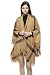 Women's Knitted Cardigan Irregular Plaid Sweater Shawl Poncho Capes Coat (Khaki)